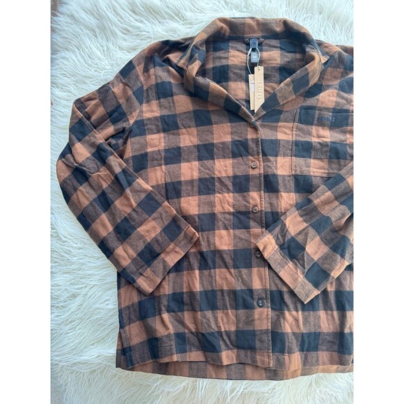 Skims Flannel Sleep Top Jasper Buffalo Check Size Large - Picture 4 of 11